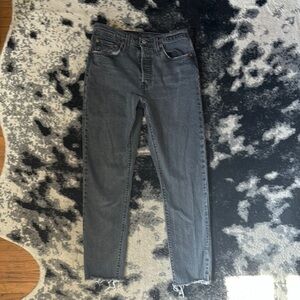 Levi’s 501 S Skinny Black/Gray Button-Fly Jeans Distressed